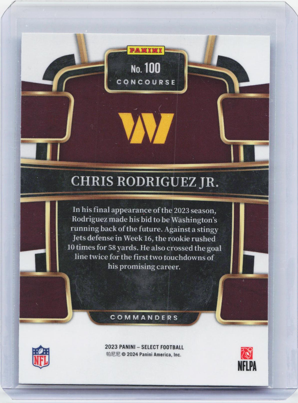 2023 Panini Select #100 Chris Rodriguez Jr.