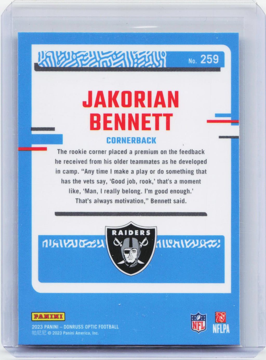 2023 Donruss Optic #259 Jakorian Bennett