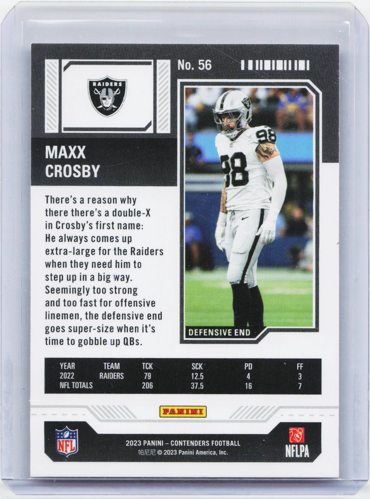 2023 Panini Contenders #56 Maxx Crosby Game Ticket Red