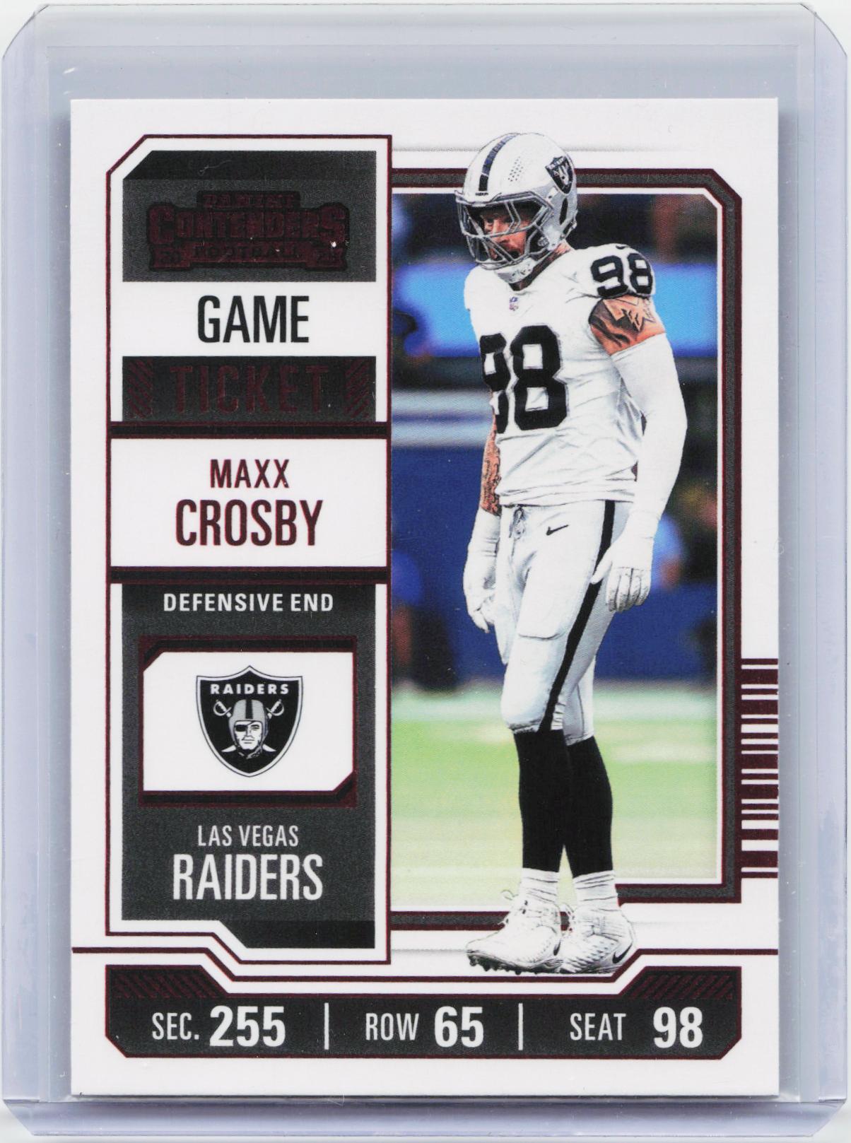 2023 Panini Contenders #56 Maxx Crosby Game Ticket Red