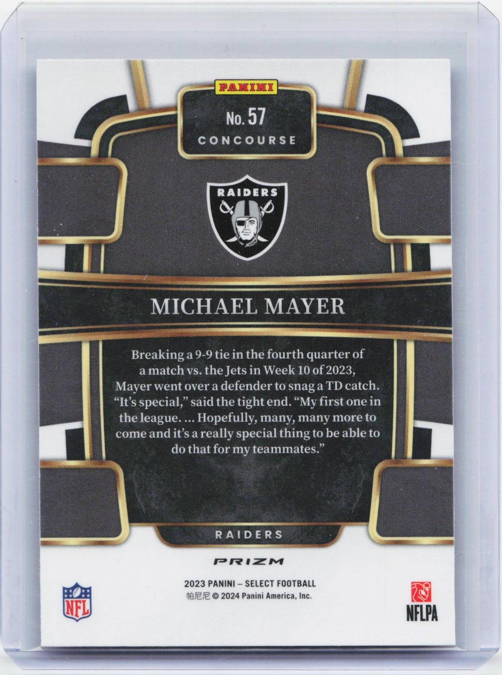 2023 Panini Select #57 Michael Mayer Silver Prizms