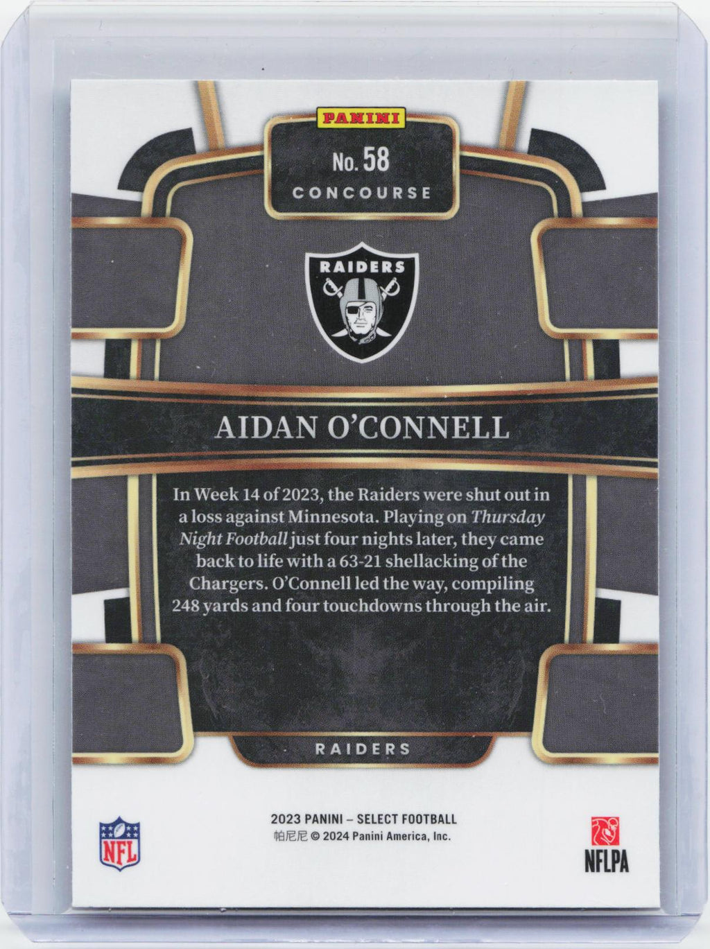 2023 Panini Select #58 Aidan O'Connell