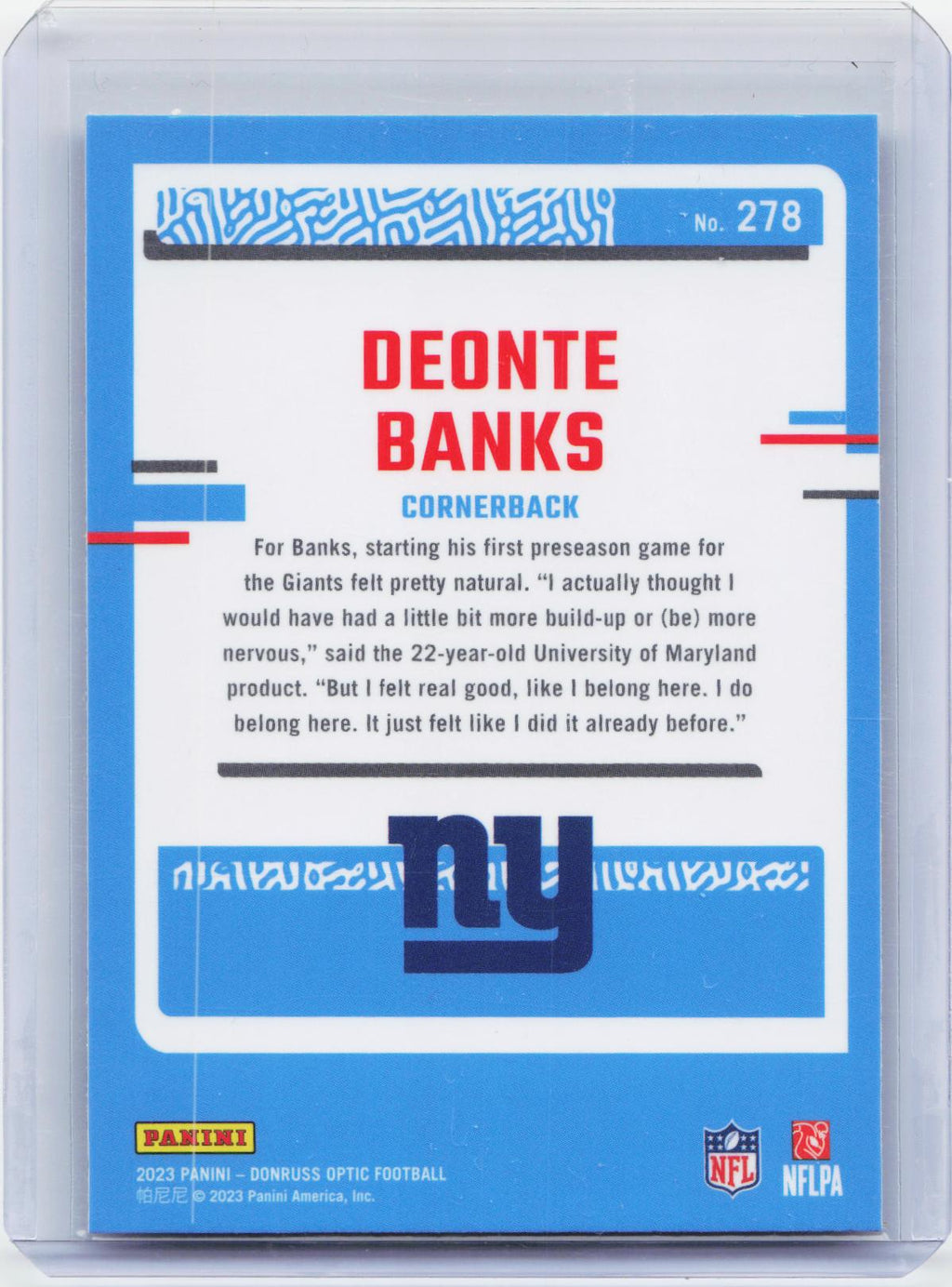 2023 Donruss Optic #278 Deonte Banks