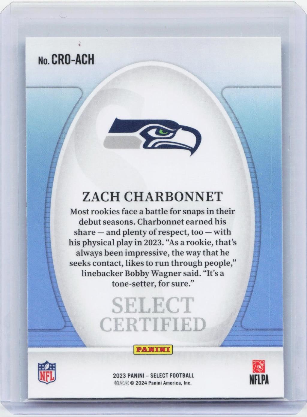 2023 Panini Select #CRO-ACH Zach Charbonnet Select Certified Rookies