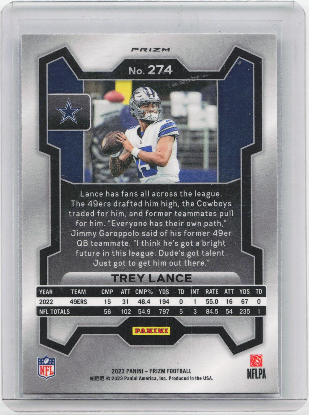 2023 Panini Prizm #274 Trey Lance Purple Pulsar