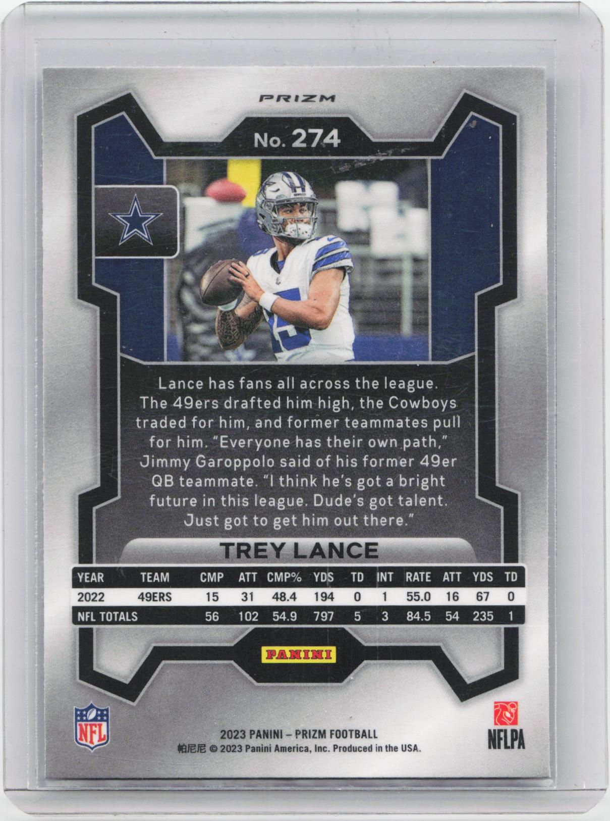2023 Panini Prizm #274 Trey Lance Purple Pulsar