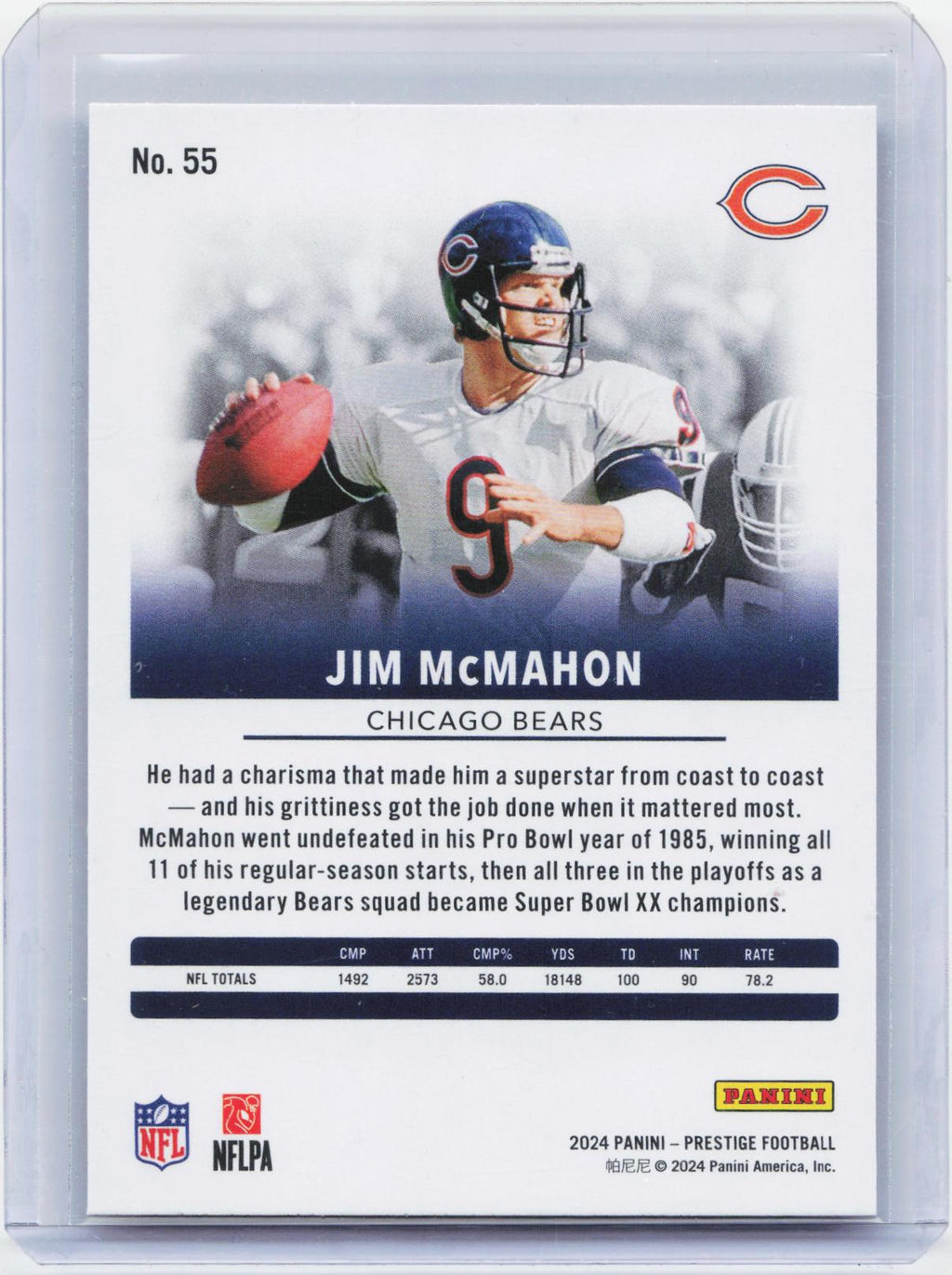 2024 Panini Prestige #55 Jim McMahon Diamond Xtra Points