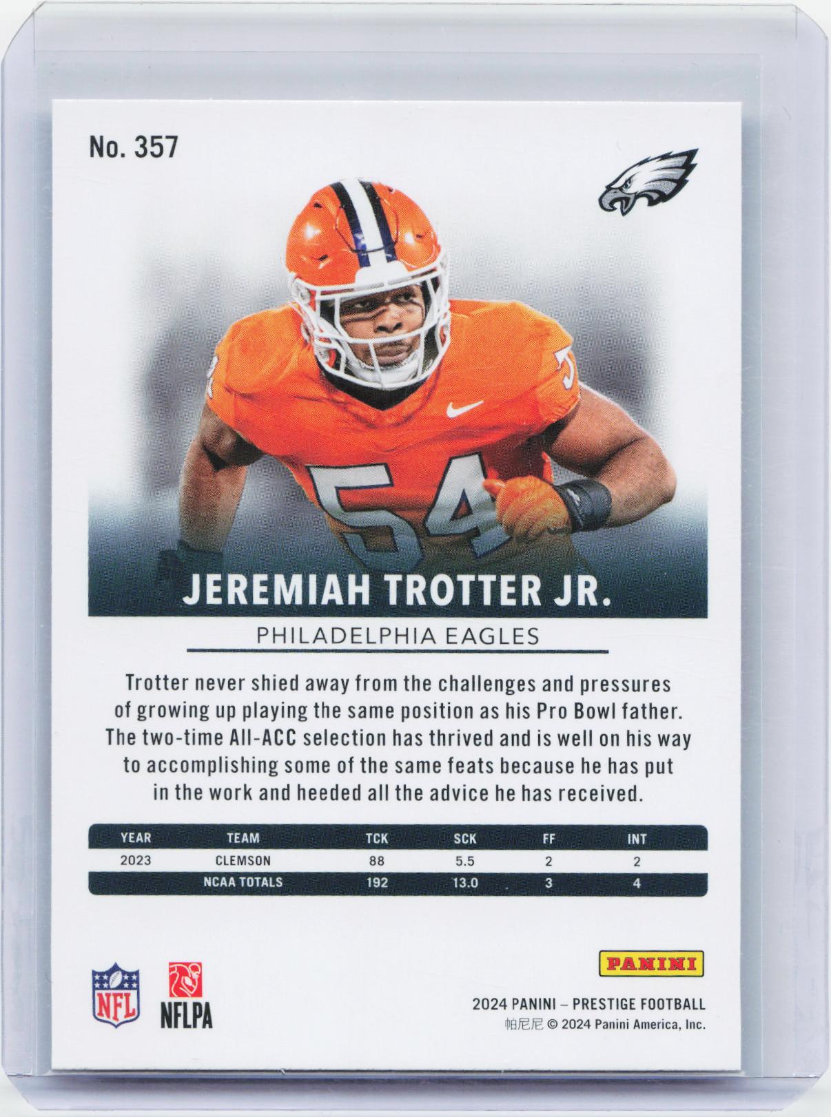 2024 Panini Prestige #357 Jeremiah Trotter Jr.