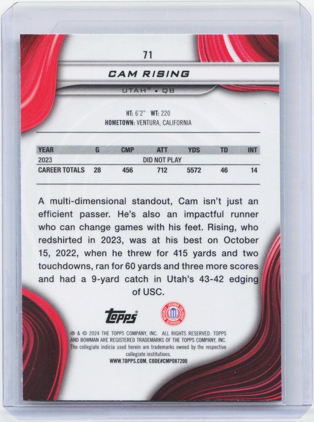 2024 Bowman University Best #71 Cam Rising
