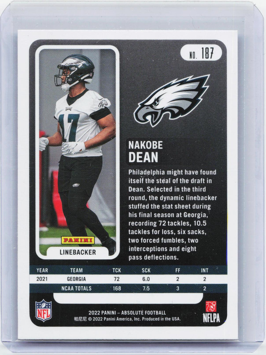 2022 Panini Absolute #187 Nakobe Dean Retail