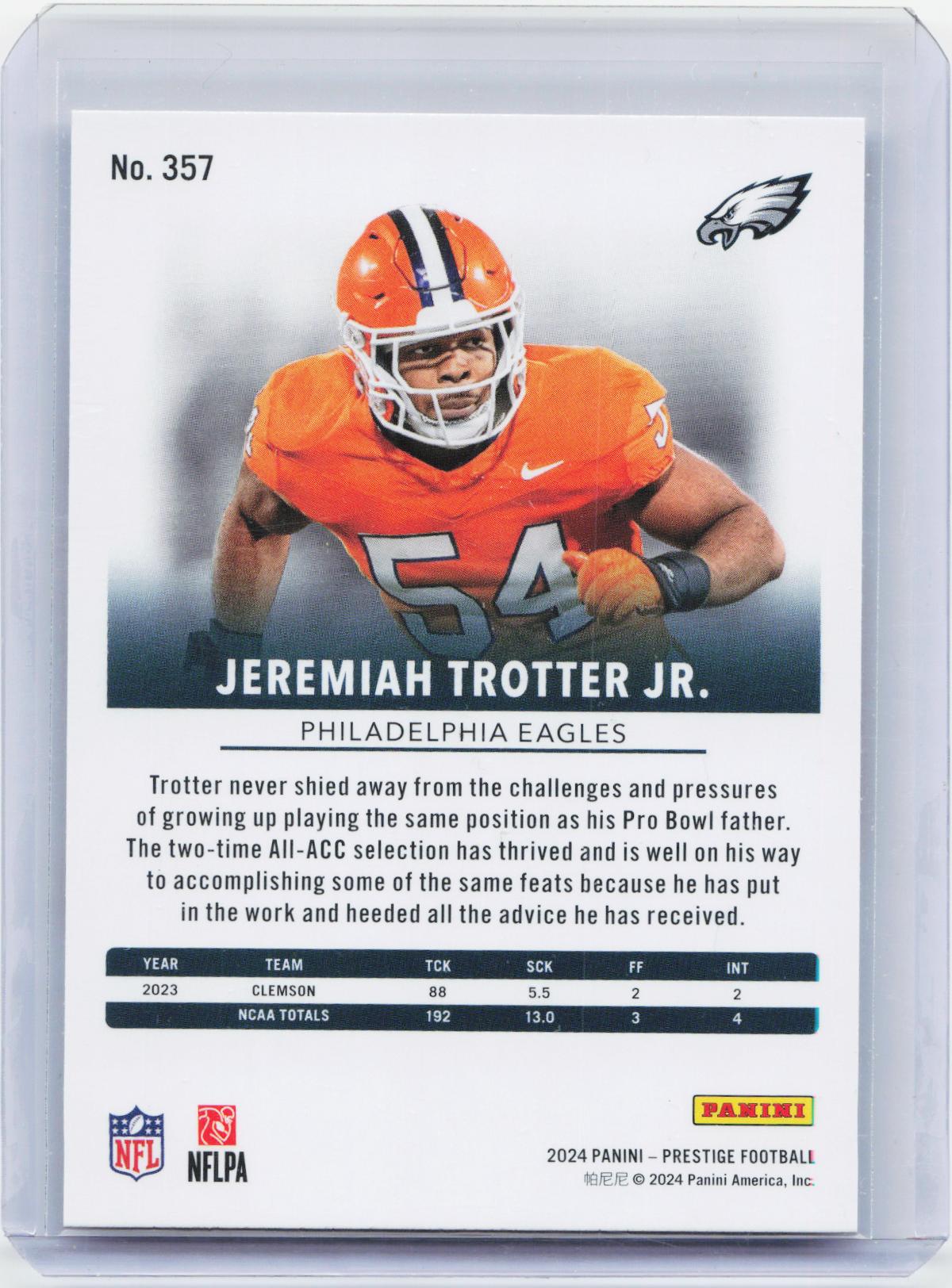 2024 Panini Prestige #357 Jeremiah Trotter Jr.