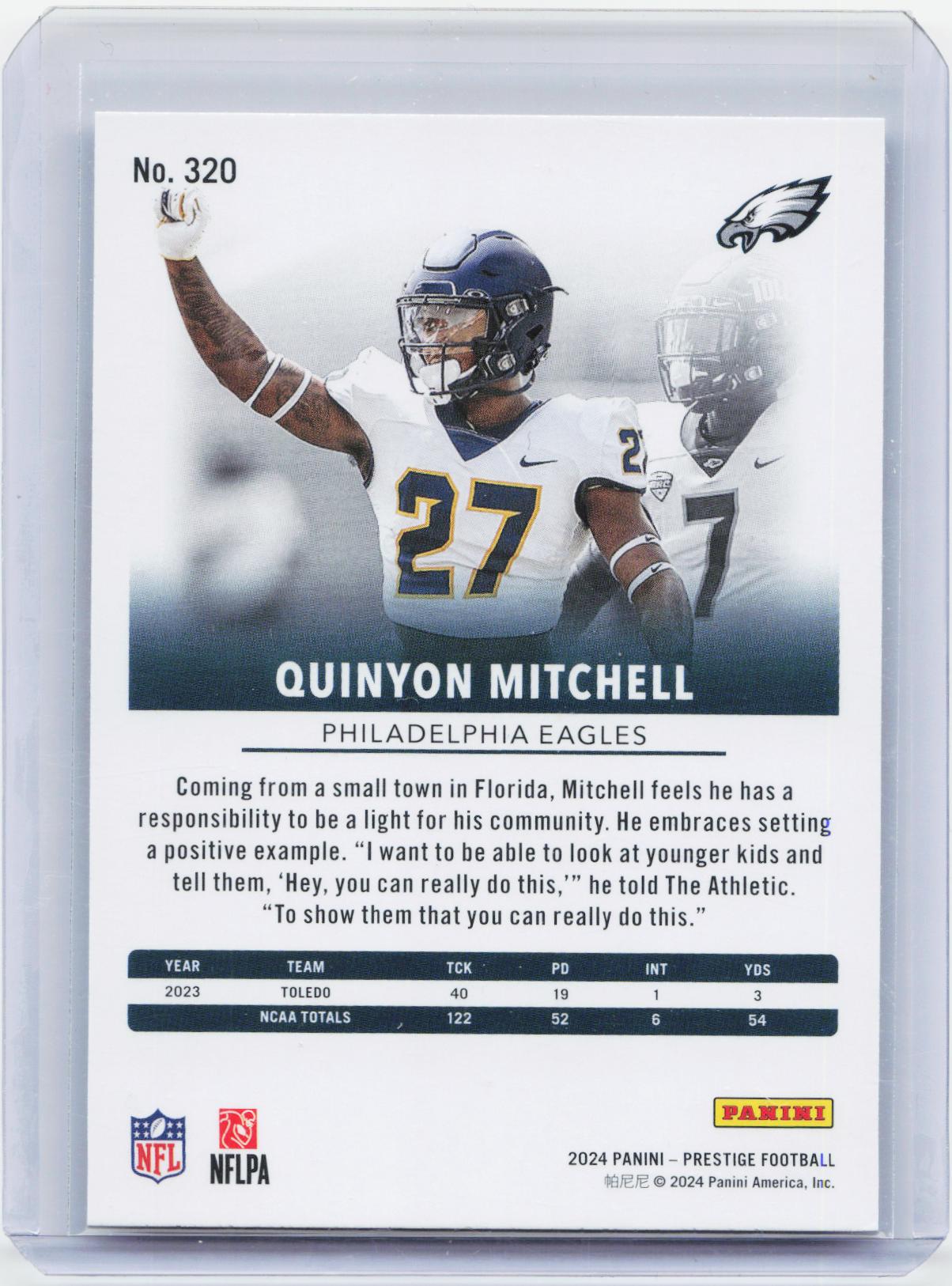 2024 Panini Prestige #320 Quinyon Mitchell