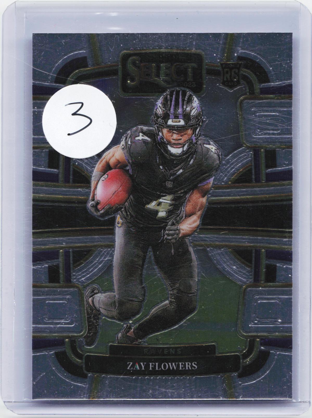 2024 Panini Select #401 Zay Flowers The Sporting News banner on the back
