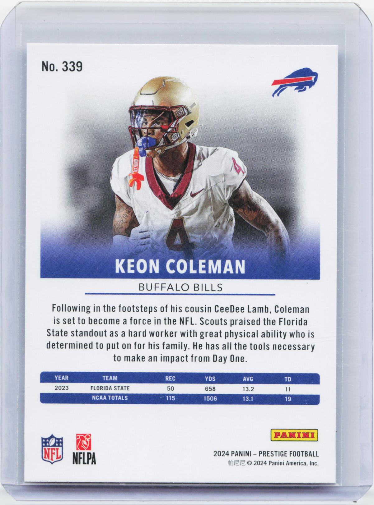 2024 Panini Prestige #339 Keon Coleman