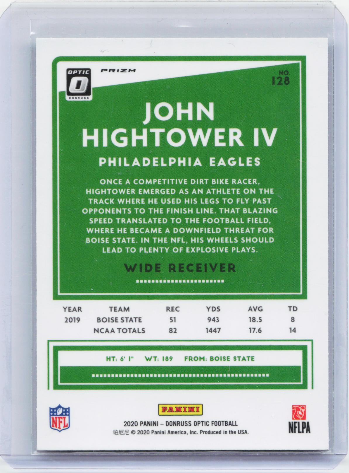 2020 Donruss Optic #128 John Hightower IV Green Velocity
