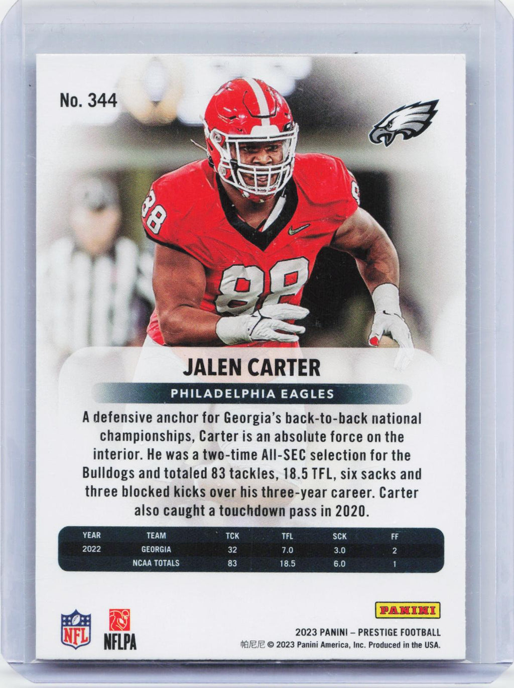 2023 Panini Prestige #344 Jalen Carter Xtra Points Hyper