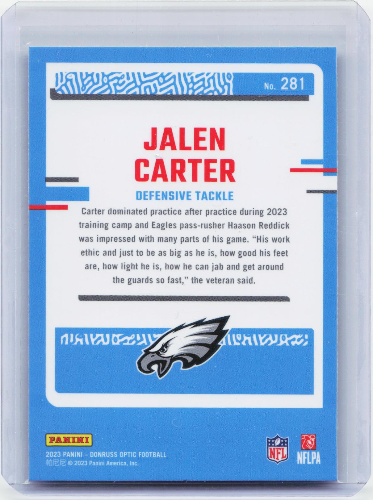 2023 Donruss Optic #281 Jalen Carter
