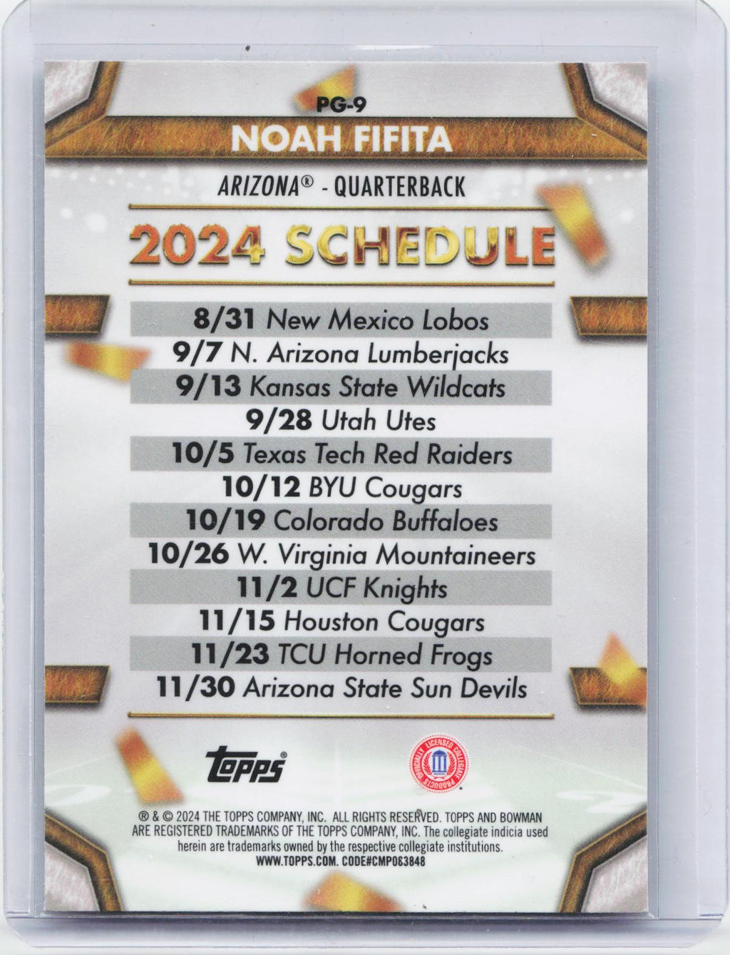 2024 Bowman University Chrome #PG-9 Noah Fifita Path To Glory