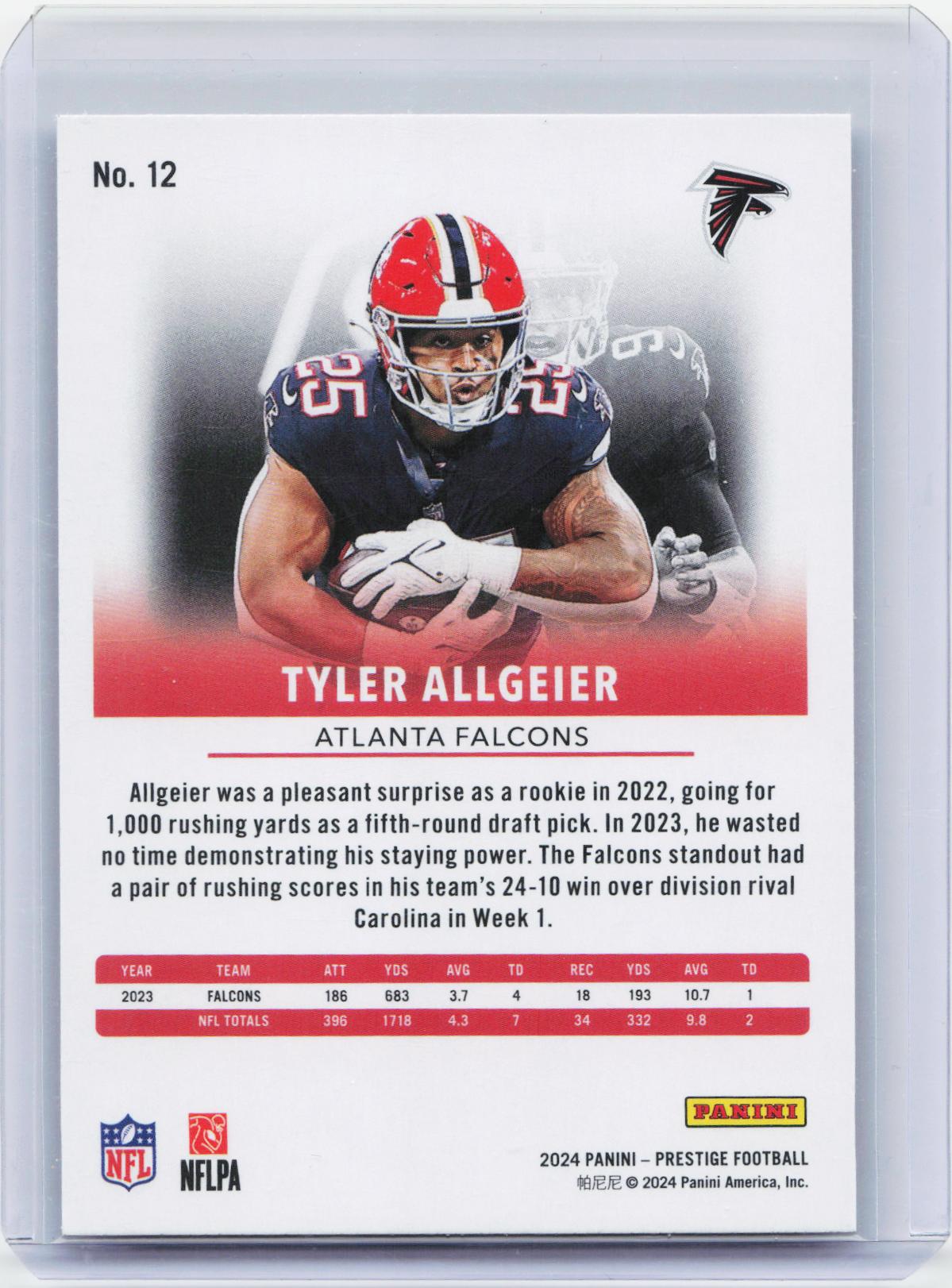 2024 Panini Prestige #12 Tyler Allgeier Dots Xtra Points