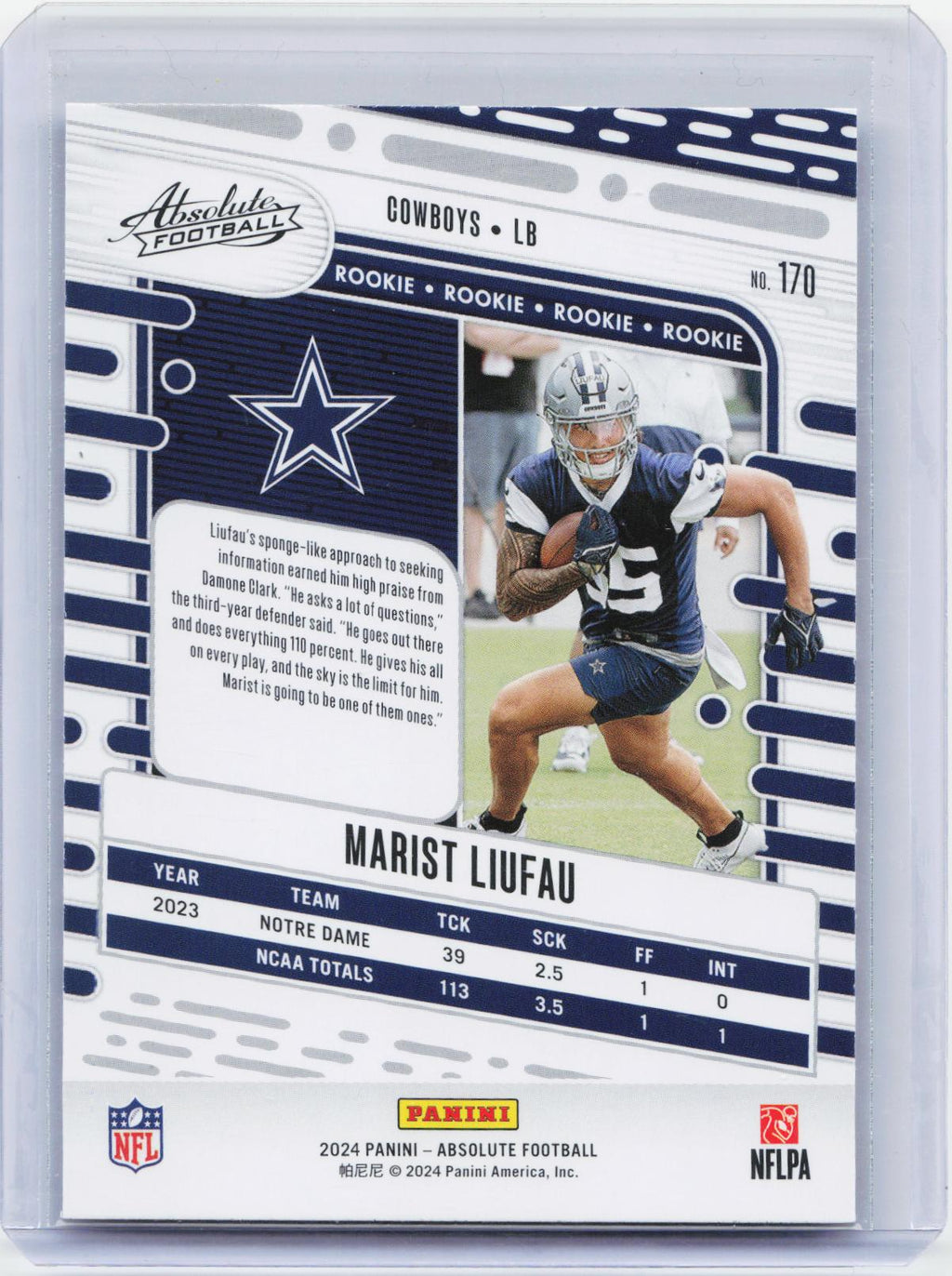 2024 Panini Absolute #170 Marist Liufau Blue