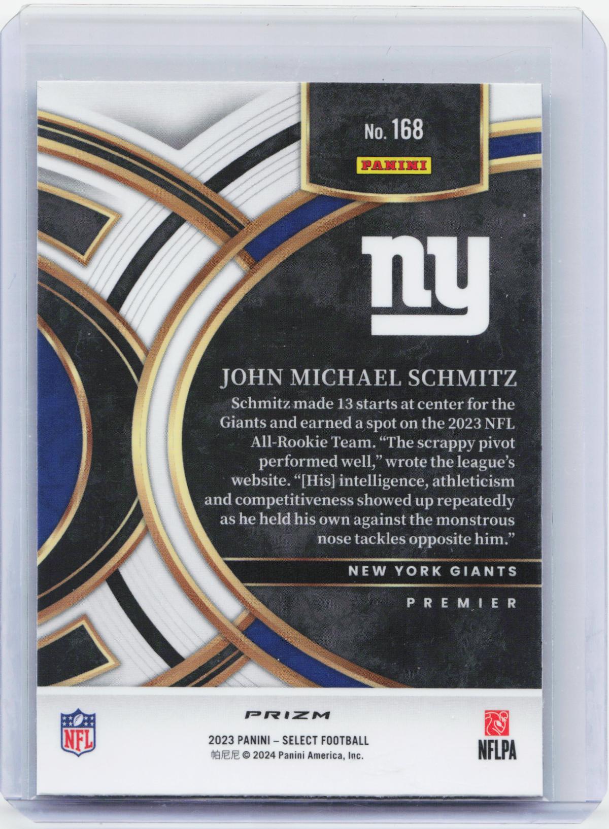 2023 Panini Select #168 John Michael Schmitz Silver Prizms