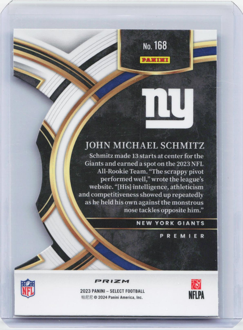 2023 Panini Select #168 John Michael Schmitz Red and Yellow Prizms Die Cuts