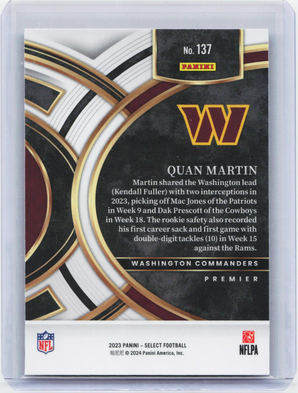 2023 Panini Select #137 Quan Martin