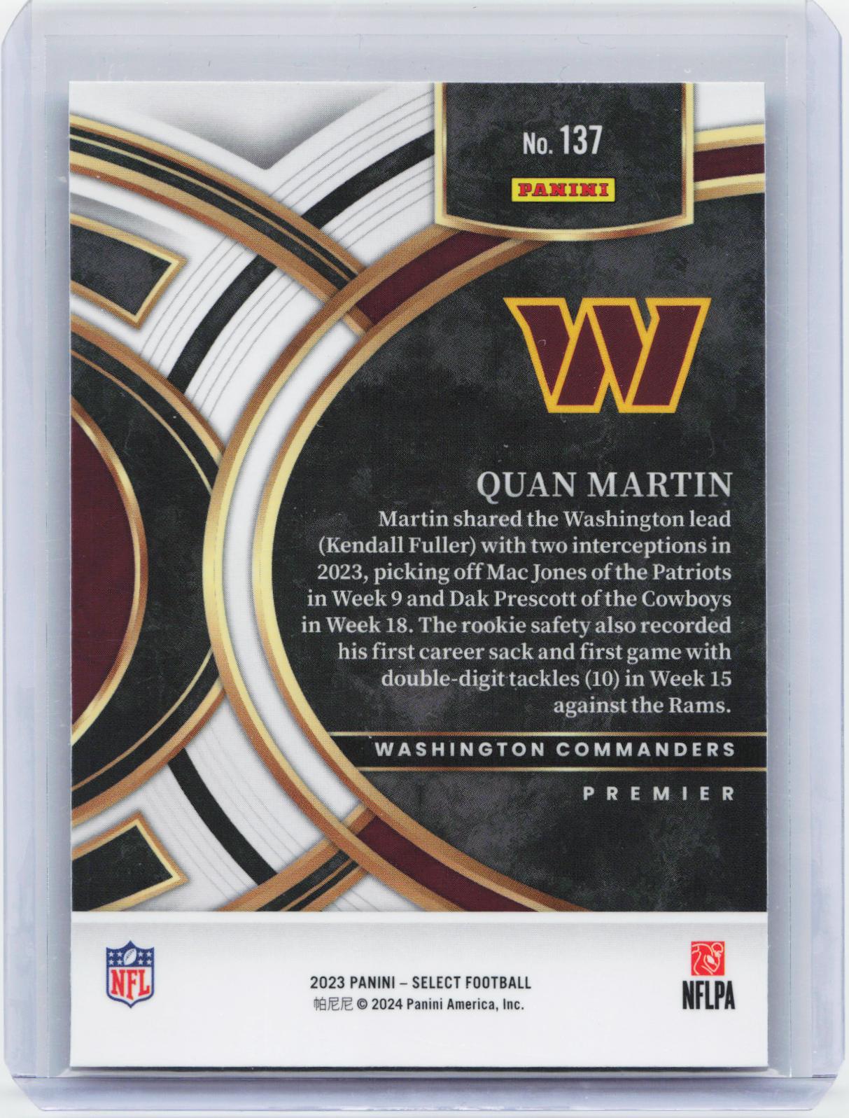2023 Panini Select #137 Quan Martin