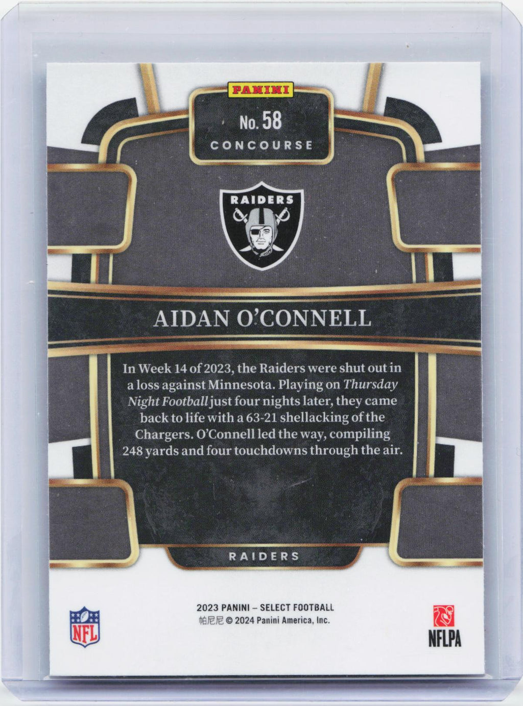2023 Panini Select #58 Aidan O'Connell