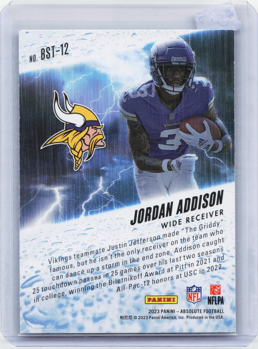 2023 Panini Absolute #BST-12 Jordan Addison By Storm