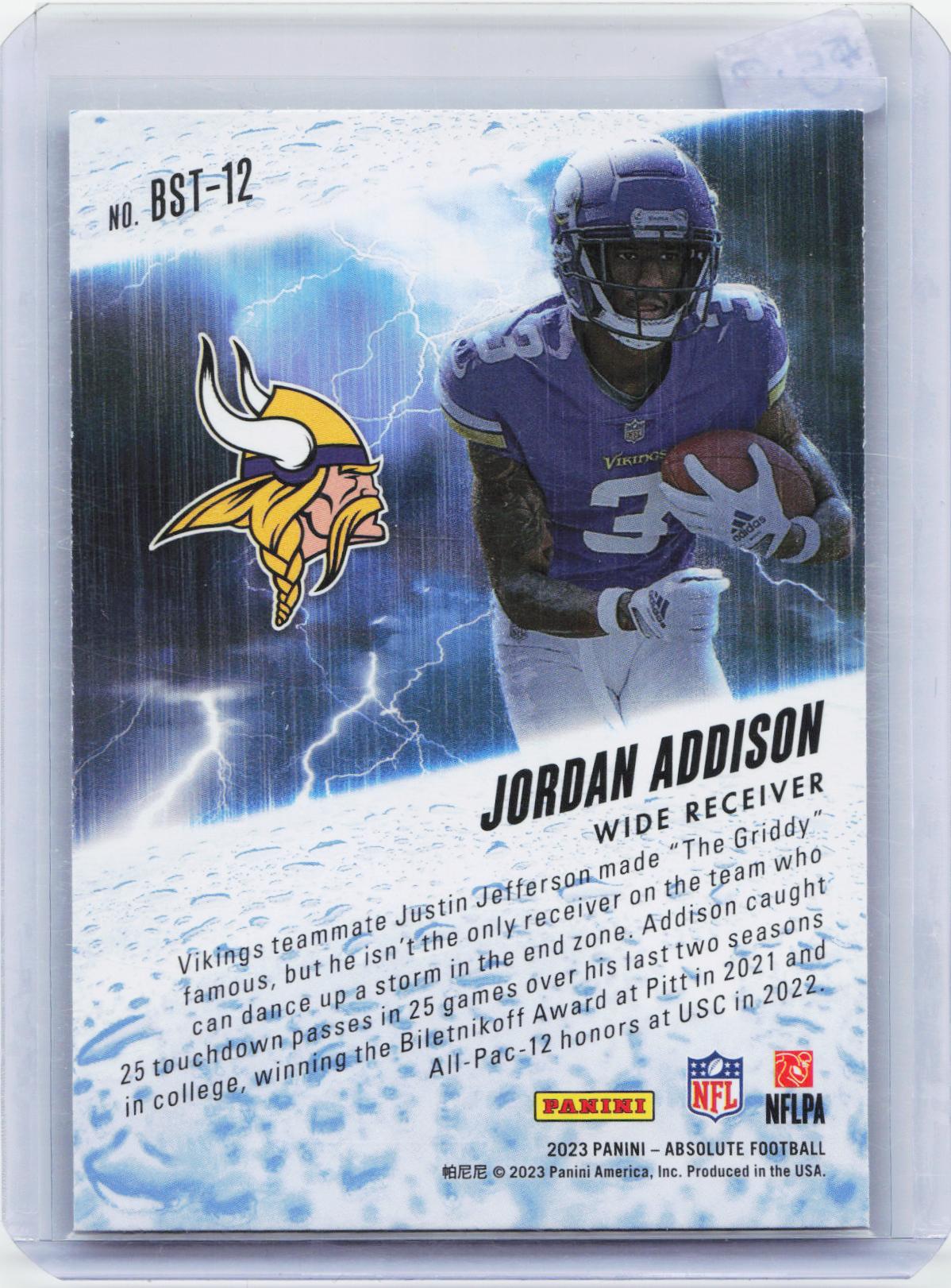 2023 Panini Absolute #BST-12 Jordan Addison By Storm