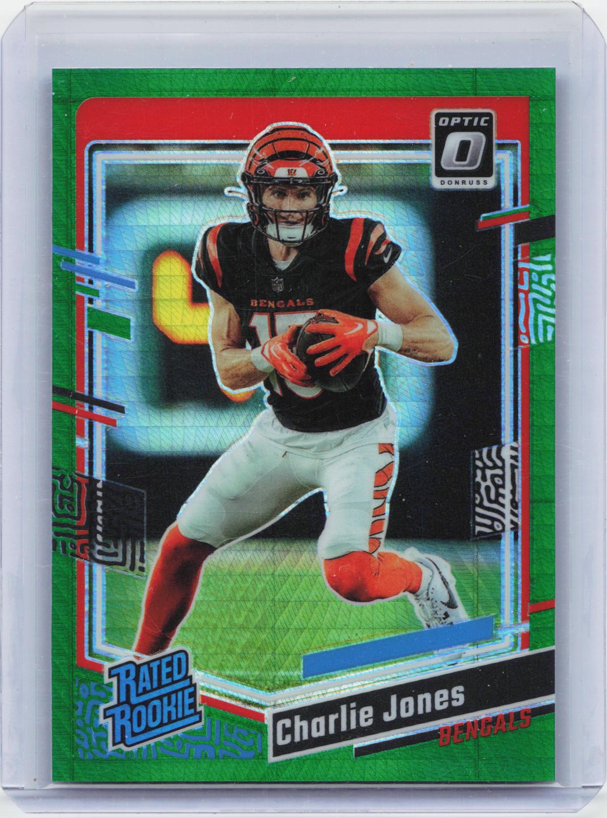 2023 Donruss Optic #223 Charlie Jones Green Hyper