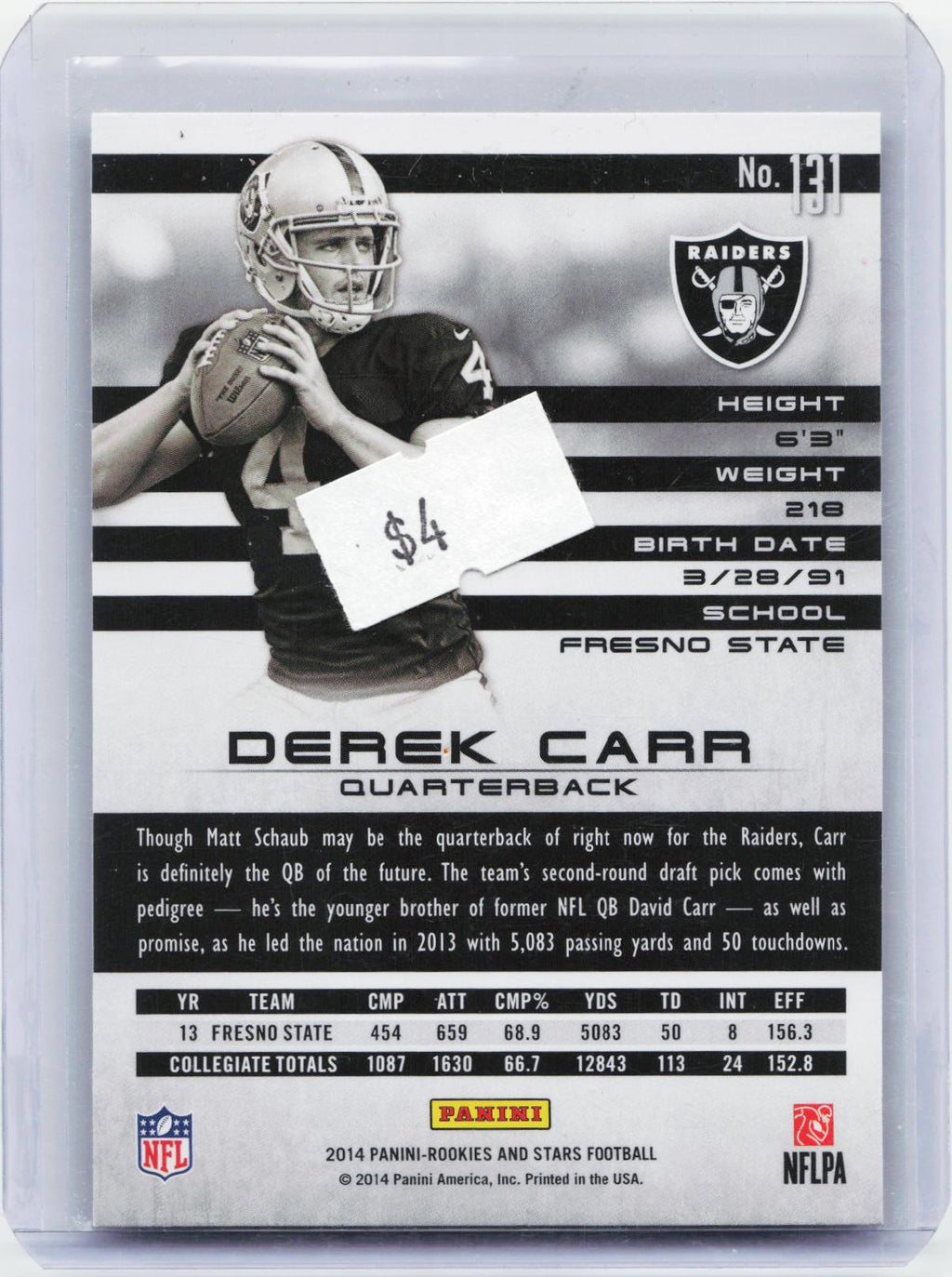 2014 Panini Rookies & Stars #131 Derek Carr
