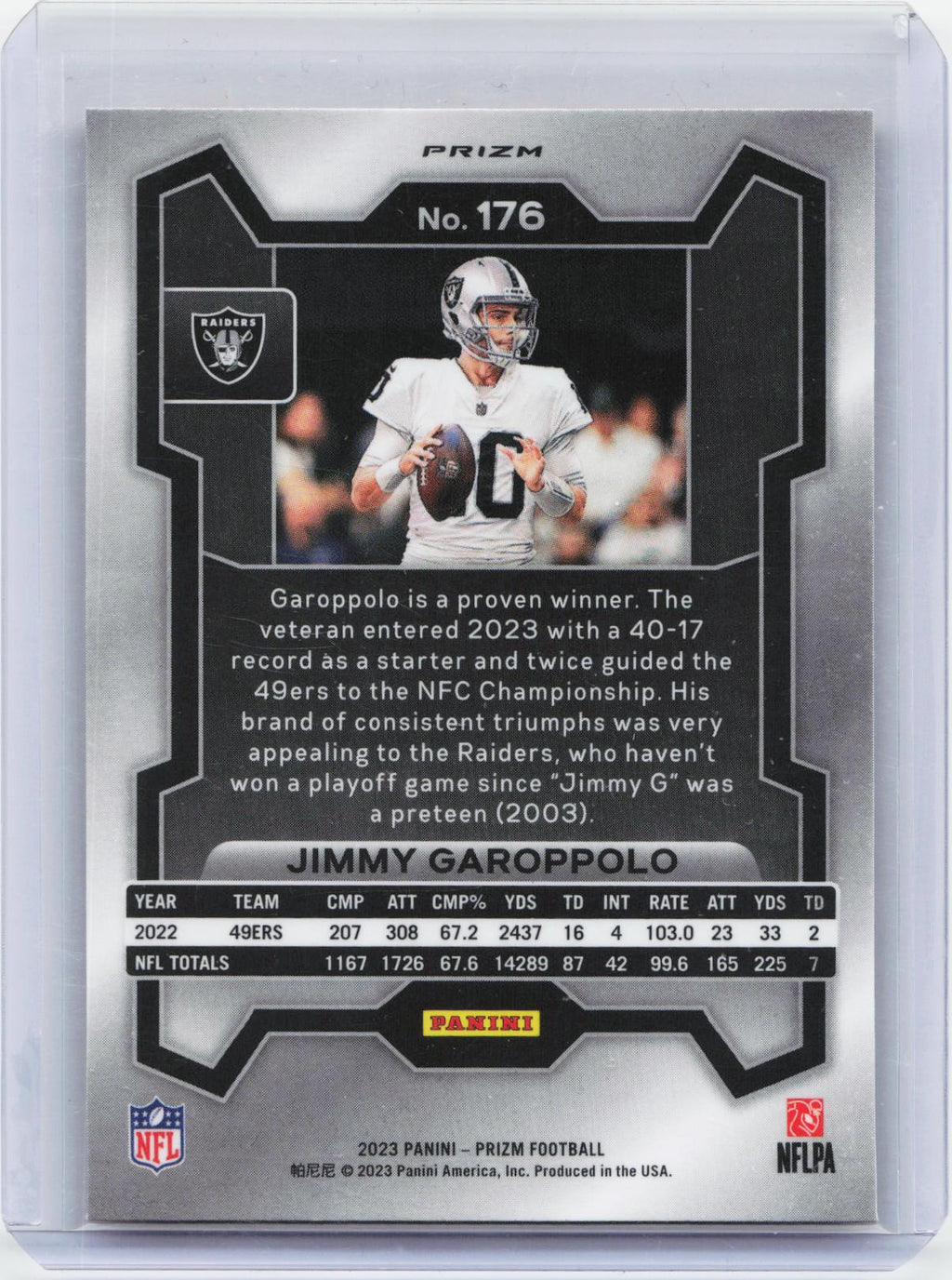 2023 Panini Prizm #176 Jimmy Garoppolo Orange Ice