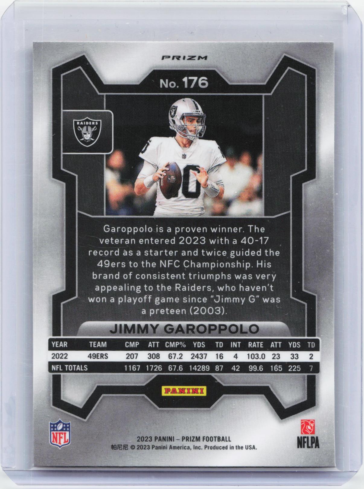 2023 Panini Prizm #176 Jimmy Garoppolo Orange Ice