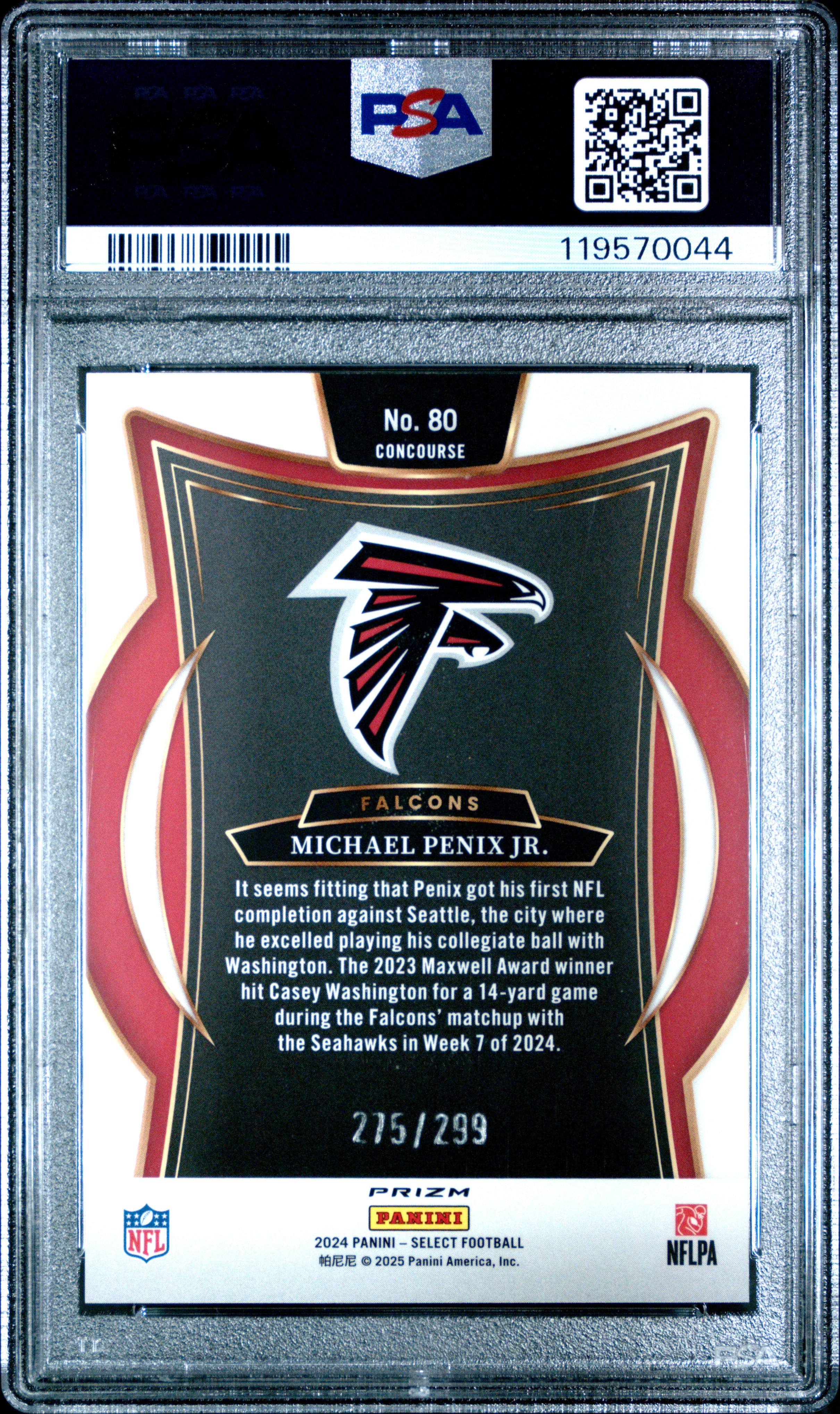 2024 Panini Select #80 Michael Penix Jr. Tri-Color Prizm PSA 9 #/299