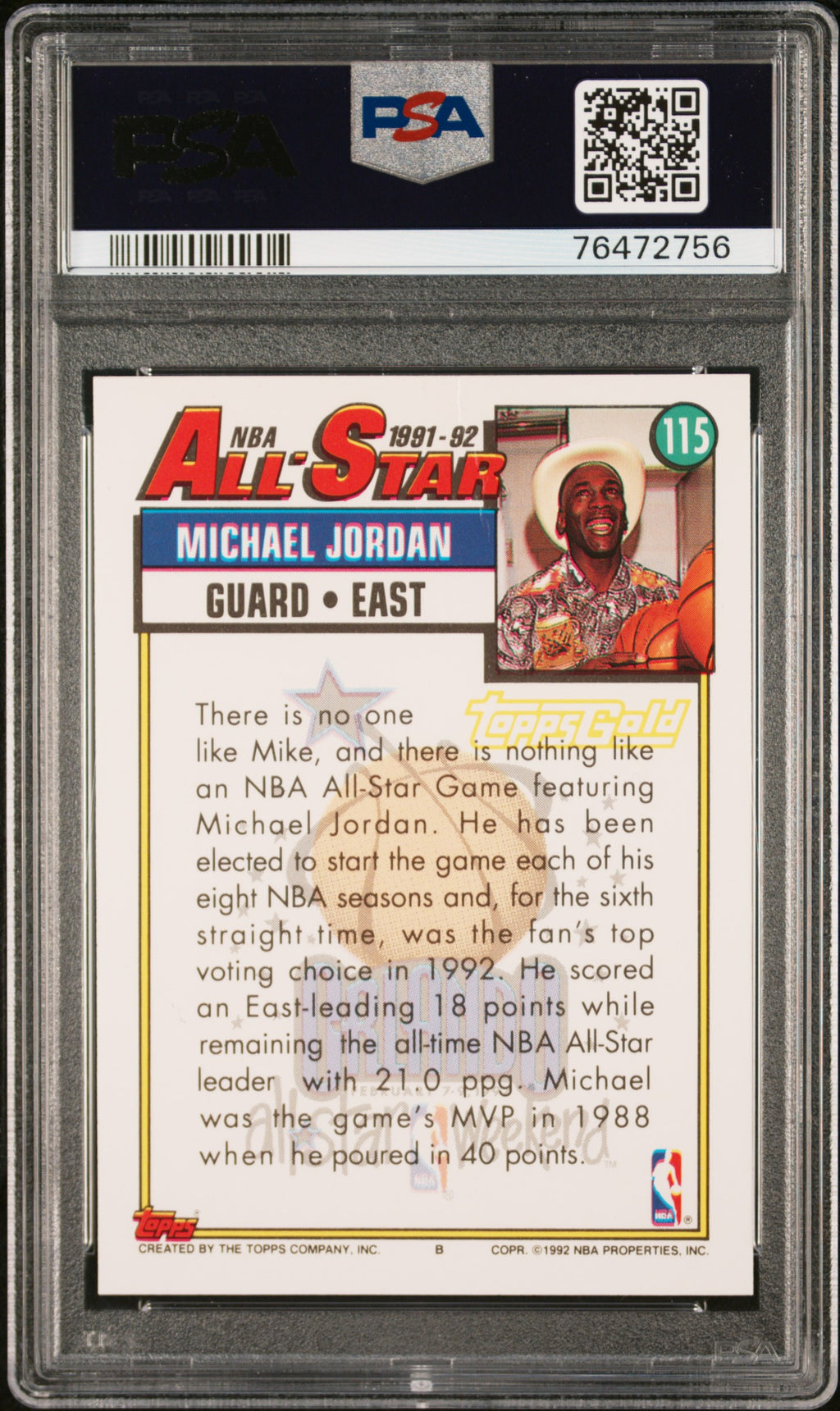 1992-93 Topps #115 Michael Jordan Gold PSA 6