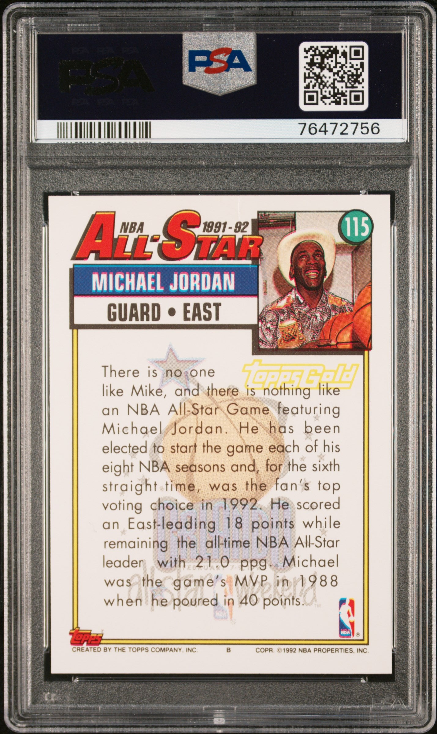 1992-93 Topps #115 Michael Jordan Gold PSA 6