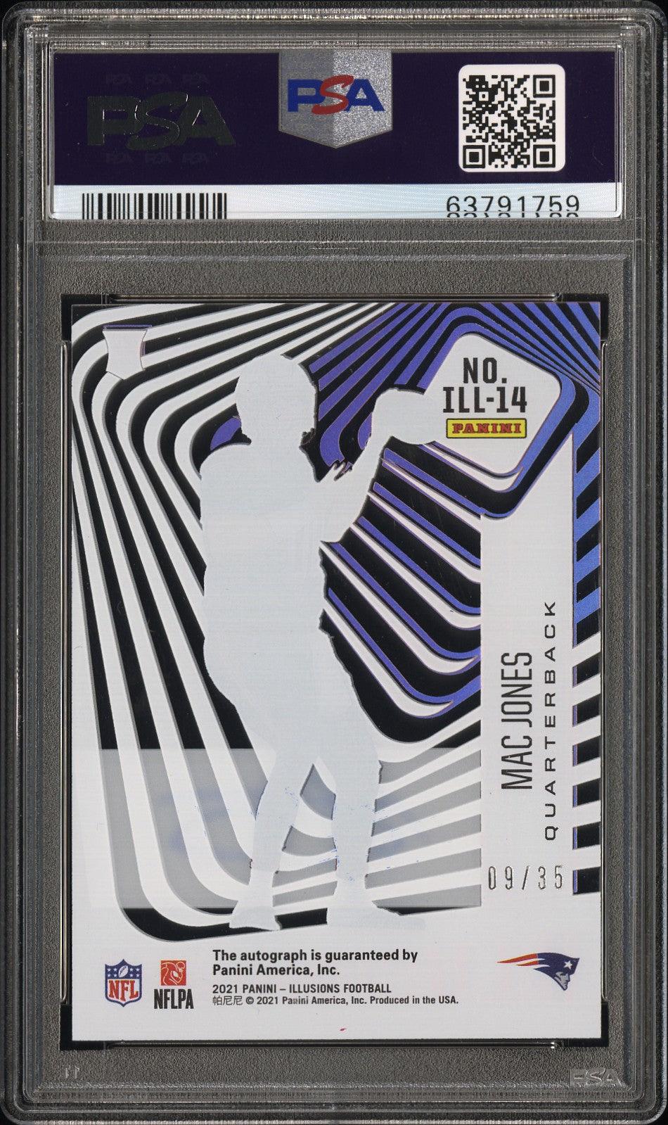 2021 Panini Illusions #ILL-14 Mac Jones Illusionists Autographs PSA 10 #/35