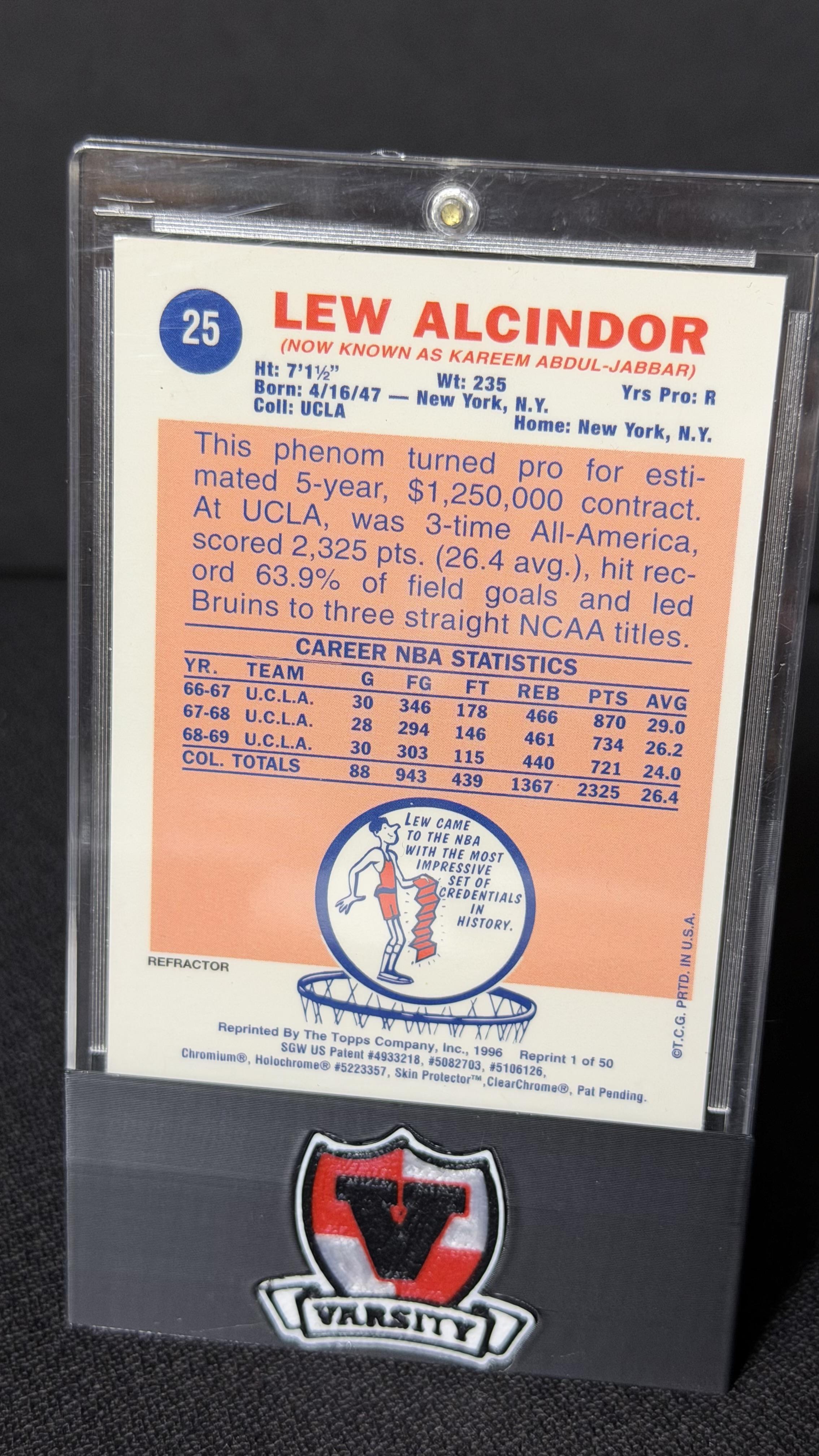 1996-97 Topps #1 Lew Alcindor Finest Reprints Refractor