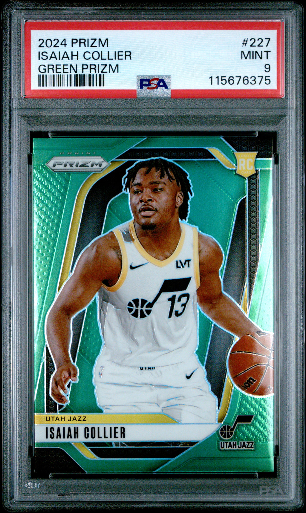 2024-25 Panini Prizm #227 Isaiah Collier Prizms Green PSA 9
