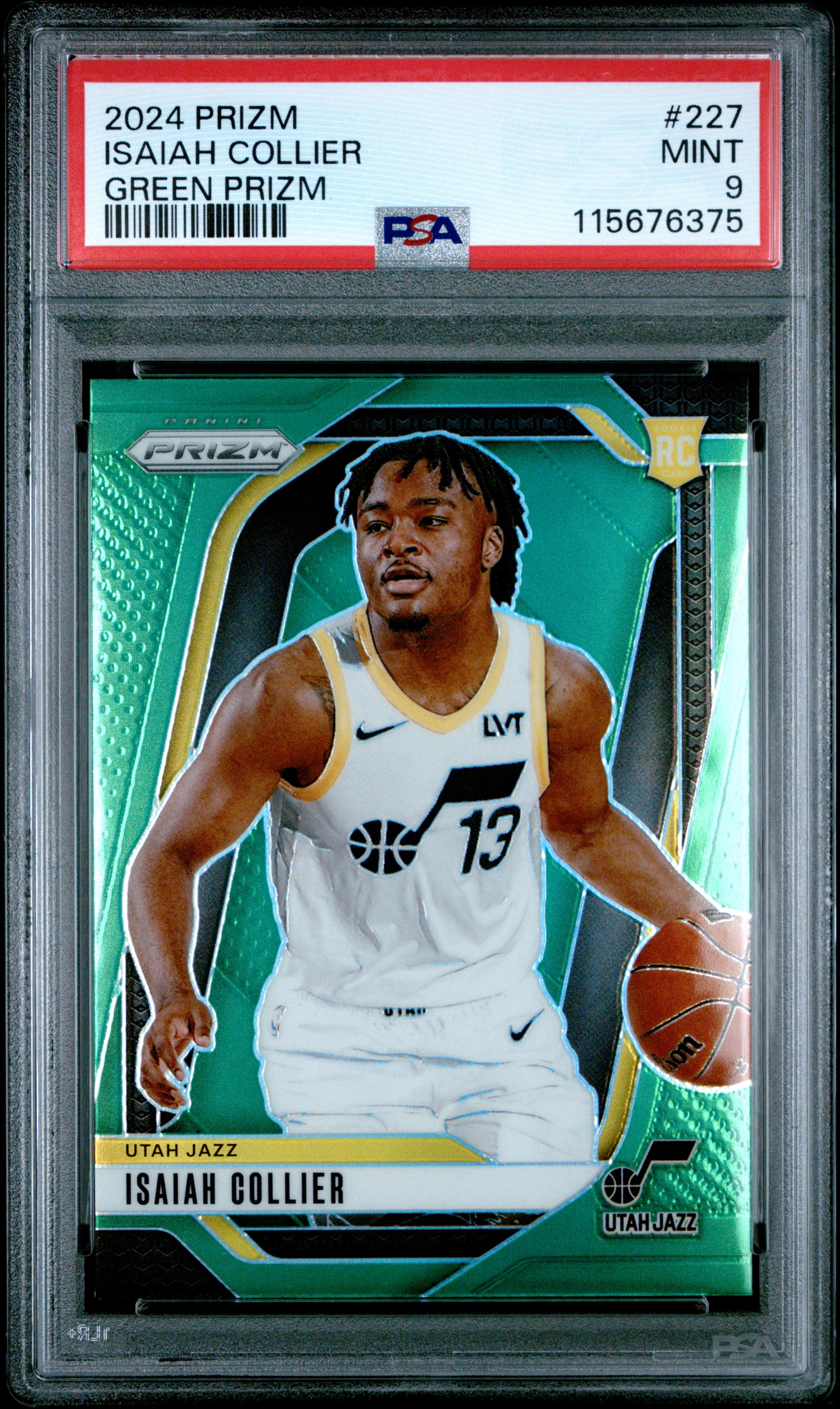 2024-25 Panini Prizm #227 Isaiah Collier Prizms Green PSA 9