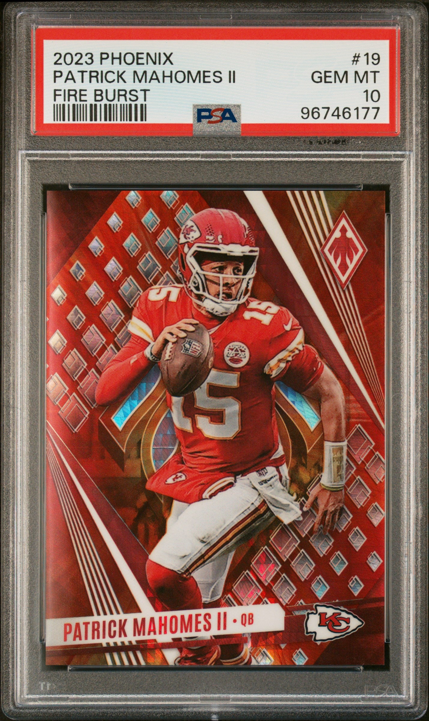 2023 Panini Phoenix #19 Patrick Mahomes II Fire Burst PSA 10 #/340