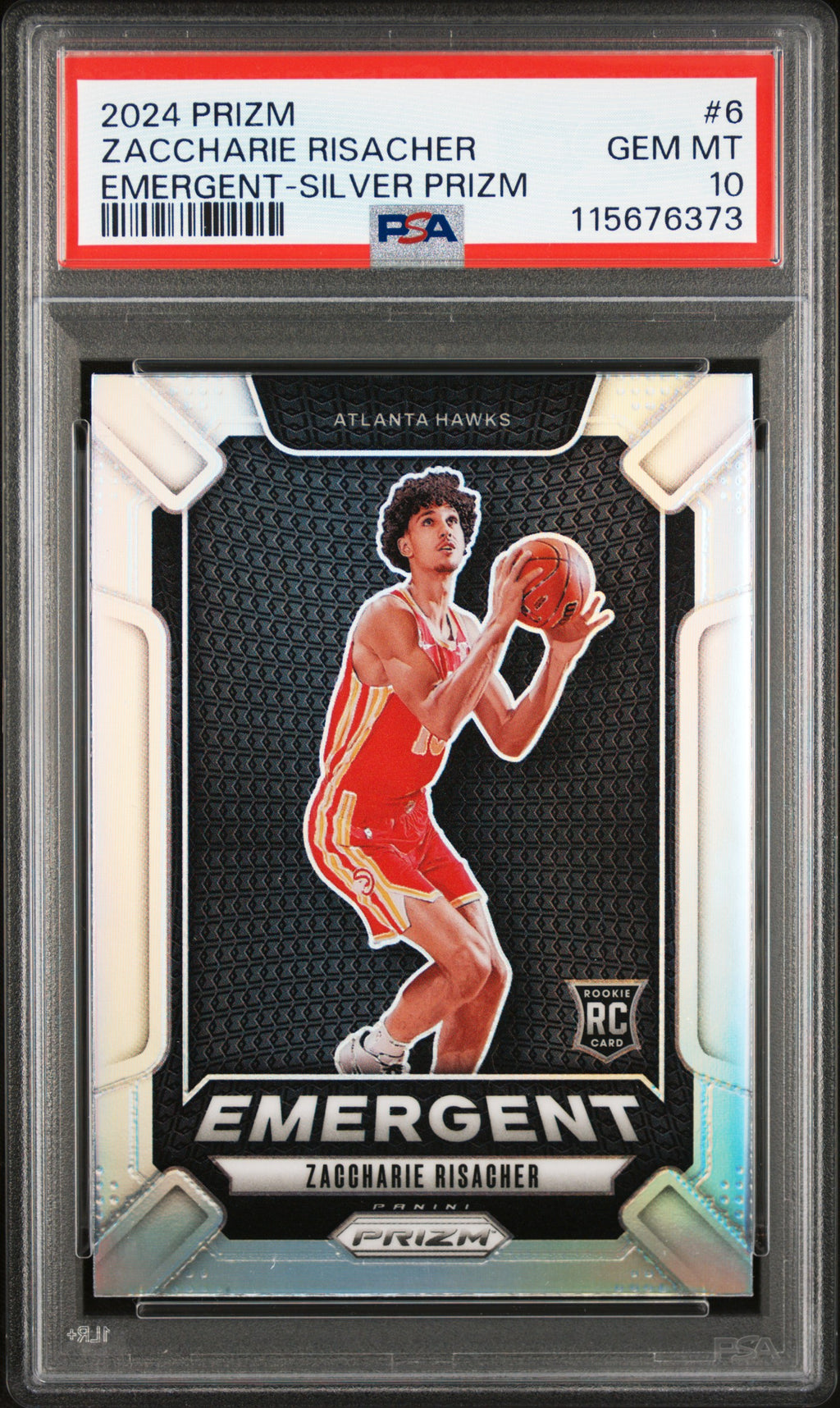 2024-25 Panini Prizm #6 Zaccharie Risacher Emergent Prizms Silver PSA 10