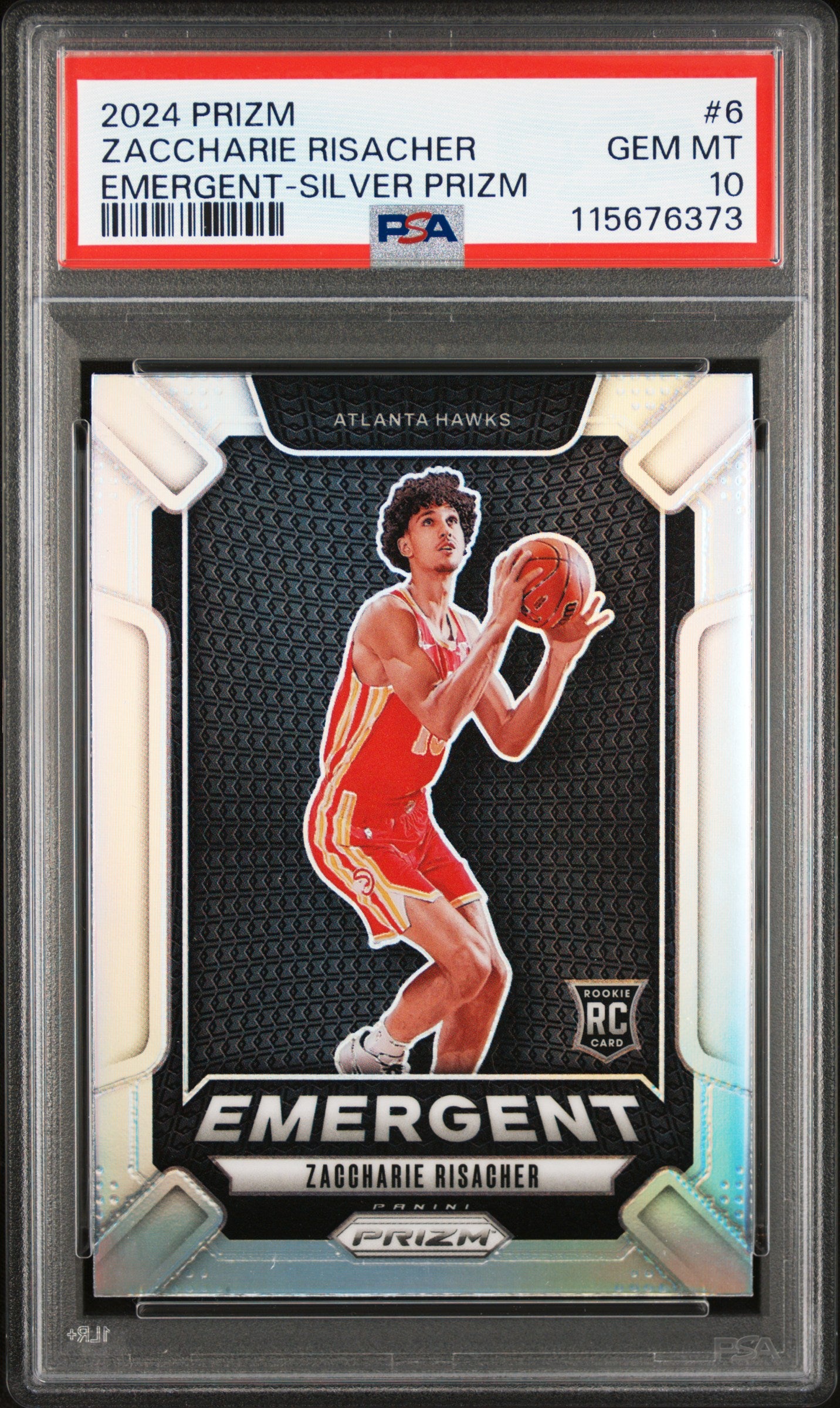 2024-25 Panini Prizm #6 Zaccharie Risacher Emergent Prizms Silver PSA 10