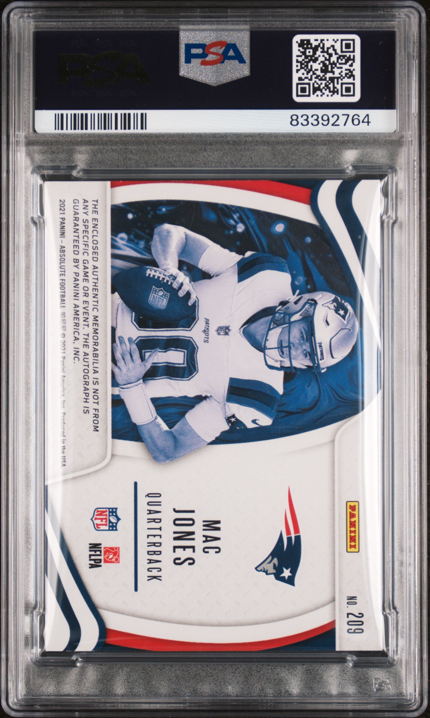 2021 Absolute #209 Mac Jones Rookie Premiere Materials Auto Spectrum PSA 8 #/99