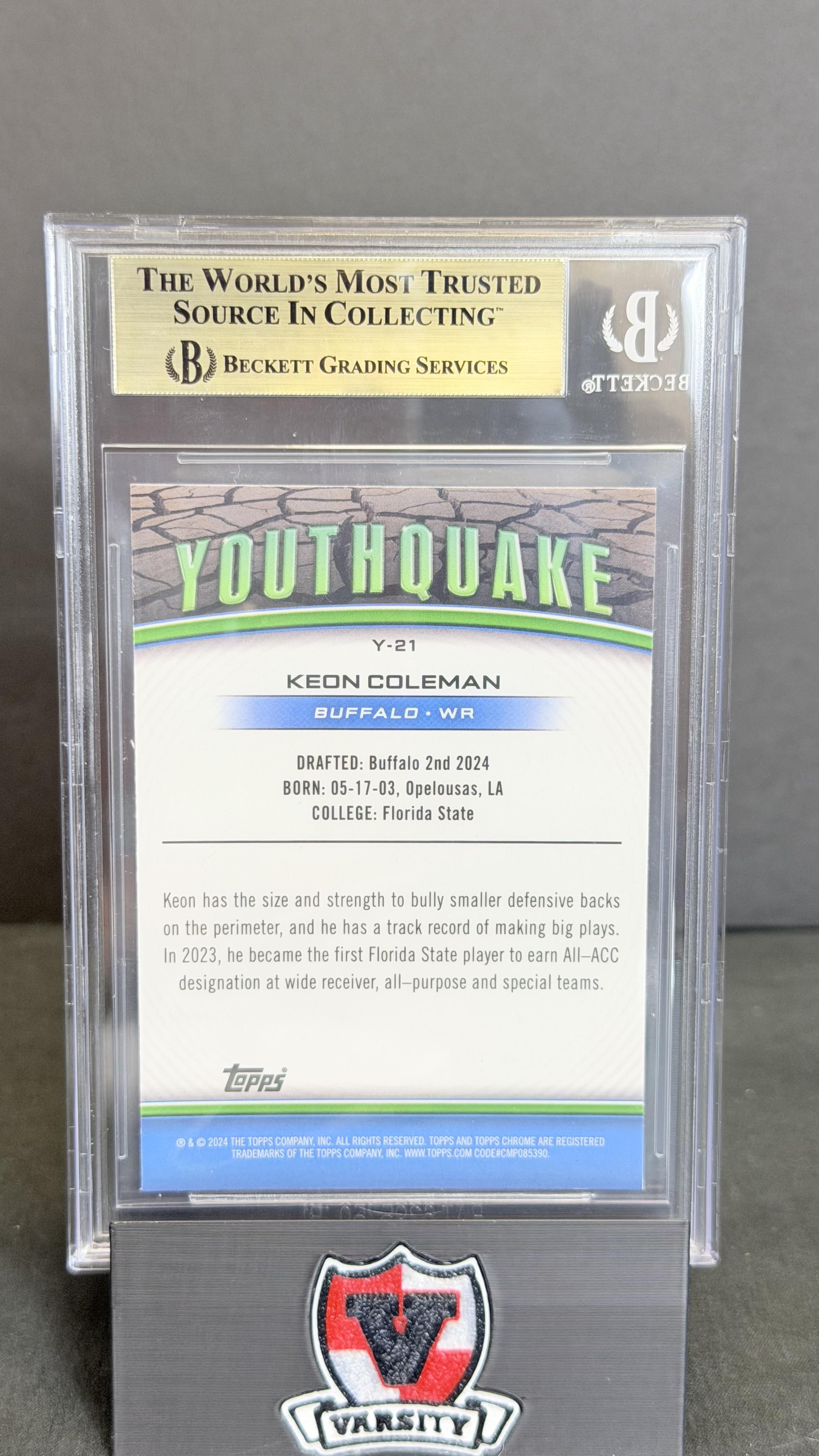 2024 Topps Chrome #Y-21 Keon Coleman Youthquake BGS 9.5