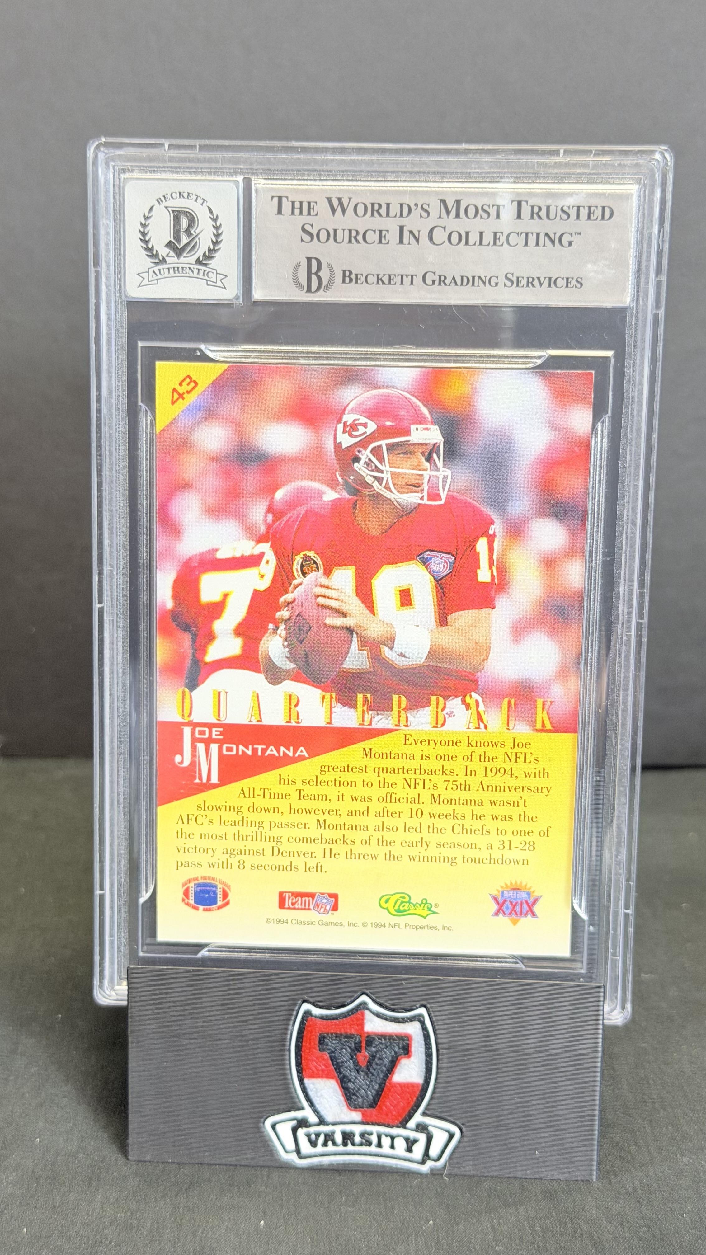 1995 Classic NFL Experience #43 Joe Montana AUTOGRAPH BGS Authentic
