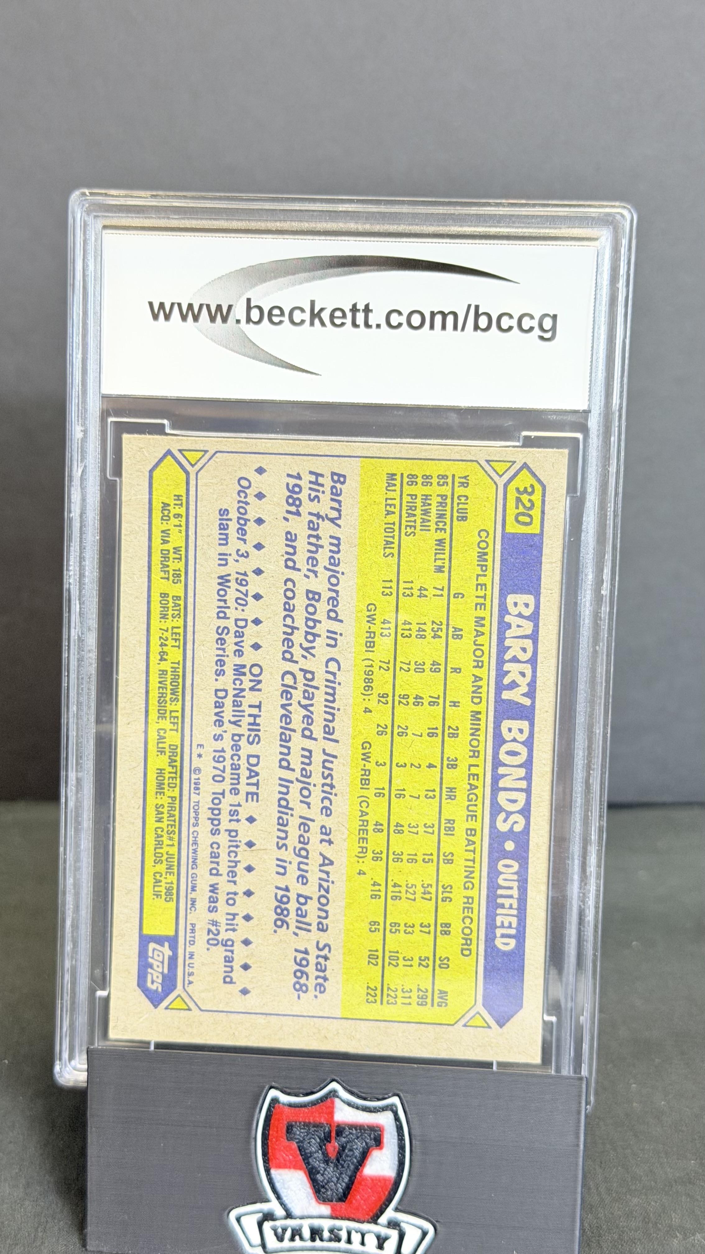 1987 Topps #320 Barry Bonds BCCG 9