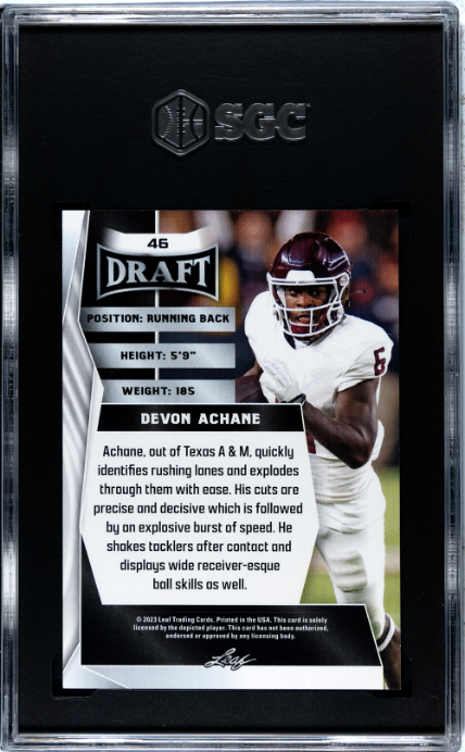 2023 Leaf Draft #46 Devon Achane SGC 9.5